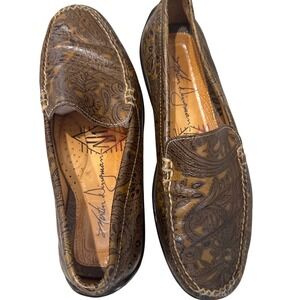 Designer Martin‎ Dingman men's brown leather paisley loafers 9M classic comfort